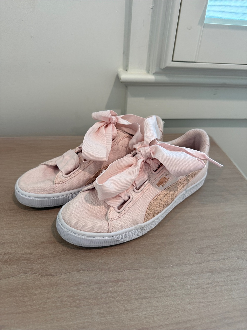 Puma Blush Pink Canvas Ribbon Lace Sneakers